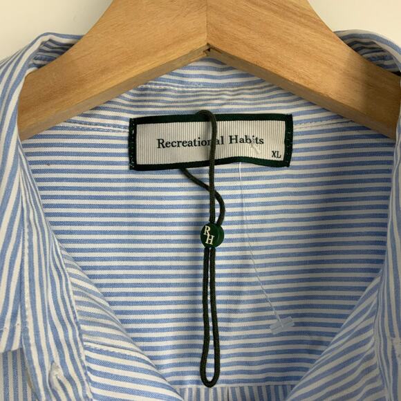 Recreational Habits Martha Shirt Oversize Blue Stripe Women's Size XL NWT - Picture 4 of 7